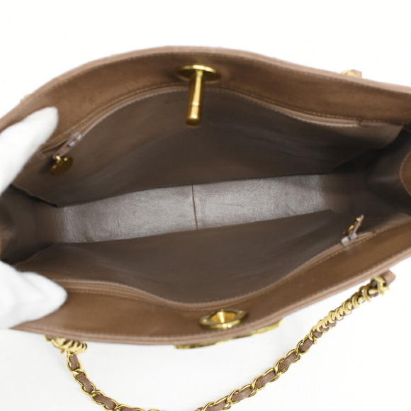 Chanel Chain Tote Bag Brown Caviar Leather Coco Mark Gold - Picture 8 of 9